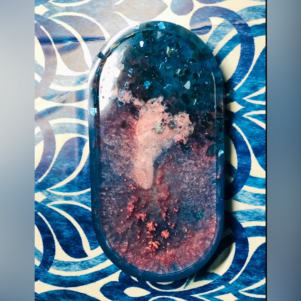 Resin Jewelry Holder, Oval Vanity Dish, Perfume and Soap Holder